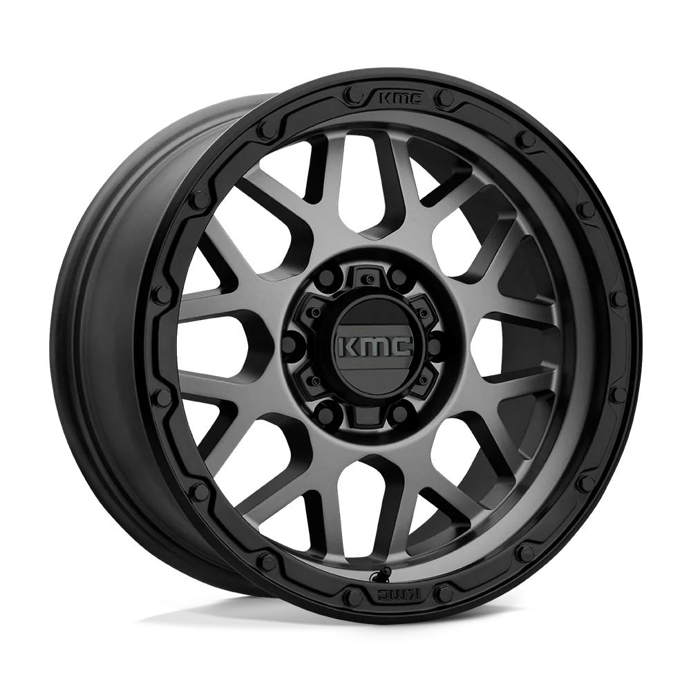 KMC KM535Grenade Off-Road Matte Gray W/ Matte Black Lip 18x8.5 0mm Offset